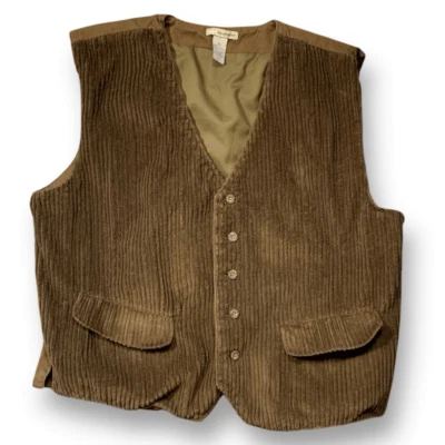 Vintage Basic Equipment Brown Corduroy Vneck Button Front Vest Unisex Large - Image 1 of 4