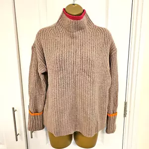 Maglione beige Maeve by Anthropologie taglia S maglia collo alto a costine grosse - Foto 1 di 9