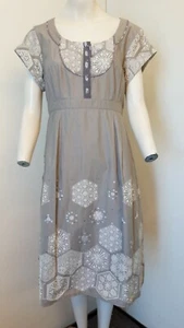 Gorgeous Beige & Cream Cotton Short Sleeved Dress from Next - Size 18 - BNWOT! - Picture 1 of 8