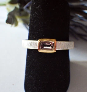 SCHMUCK-STCK Ring Silber Vergoldet TURMALIN Pink TREPPENSCHLIFF 55 17,5 - Bild 1 von 4