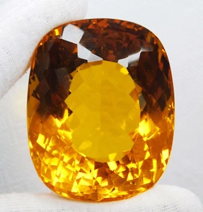 Huge 444.10 Ct Natural Yellow Topaz Cushion Cut Certified Loose Gemstone Brazil - Picture 1 of 8