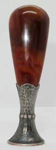 ANTIQUE BUTTERSCOTCH AMBER BAKELITE AND SILVER WAX SEAL STAMP NICE 32.14 GRAMS. - Picture 1 of 8