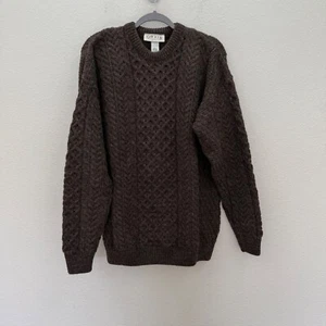 Orvis reine Schurwolle irischer Grobstrick Zopfmuster Fischer Pullover Sweater Herren Large - Bild 1 von 7