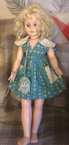 LARGE VINTAGE Young GIRL Hard Plastic DOLL - 28 INCHES Blonde Hair