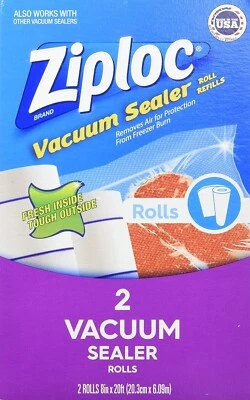 "Recarga de rollo sellador al vacío Ziploc 8"" X 20 pies - 2 rollos NUEVO Foto 1 de 4