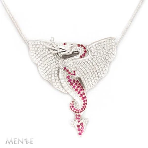 Collier / Kette Drache 750/- Weißgold Brillanten pinke Saphire by Menze (20200) - Bild 1 von 7