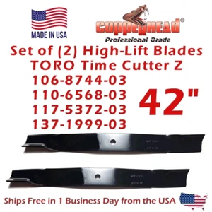 COPPERHEAD 2-PK 42" HD TORO TIME CUTTER Z, Z4200 BLADES 106-8744-03, 137-1999-03 - Picture 1 of 12