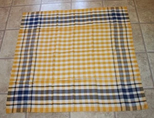 Vintage Tablecloth - Yellow and Blue Plaid 49 34" x 50" - Imagen 1 de 7
