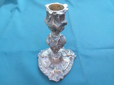 Bougeoir Ancien en Bronze Argenté - Photo 1/4