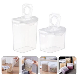 2pcs Grains Storage Jars Airtight Plastic Jars Clear Plastic Jars - Picture 1 of 12