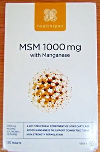 Healthspan MSM 1000mg with Manganese. £11.99. 120 Tablets. Exp' 11/2025 - Picture 1 of 5