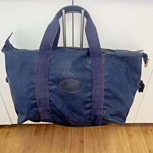 Mulberry Vintage Navy Scotchgrain Leather Zip Large Holdall Weekend Carry Bag - Picture 1 of 21