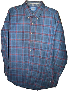 Pendleton Men’s Pure Virgin Wool Shirt Button Down Blue Red PLAID RN 29685 LARGE - Picture 1 of 7