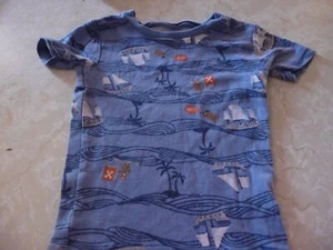 BOYS SIZE 4T JUST ONE YOU T SHIRT BLUE WITH SHIPS AND PALM TREES - Picture 1 of 3