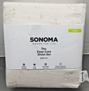 Sonoma King Sheet Set Easy Care Goods For Life 525 Thread Count - Floral Beige - Picture 1 of 4