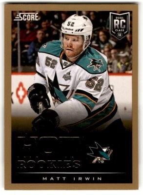 2013-14 Score Gold Matt Irwin Rookie #618 San Jose Sharks - Image 1 of 2