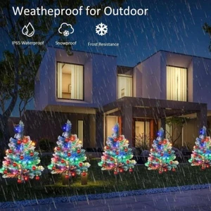 zUpgraded 4-Packs Solar Christmas Tree Pathway Lights Outdoor Christmas - Picture 1 of 4