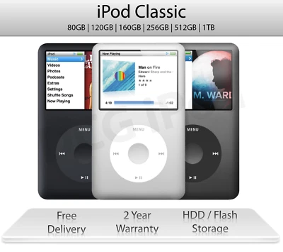 iPod Classic | 120 160 256 512GB 1TB | Grey / Silver / Black | 2 Year Warranty - Image 1 of 4