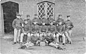 Beverloo Belgium Soldiers Building Note Their Expressions Real Photo Postcard - Picture 1 of 2