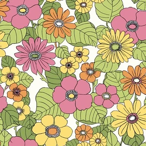 x2 12cm Flowery Wallpaper Vinyl Sticker retro classic gaudy kitsch 1970s flowers - Picture 1 of 1