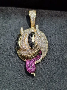 Gold Filled Demon Pendant VS1 CZ Iced Out 4A - Picture 1 of 2