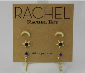 Rachel Roy Goldfarben 3 Stück Set Multicolor Kristall Himmlische Ohrringe NEU - Bild 1 von 4