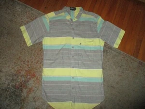 CAMISA PIER CONNECTION AÑOS 80 de colección Gris Amarillo Azul-Verde Manga Corta PEQUEÑA-ALTA - Imagen 1 de 3