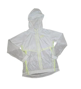 Nike Girls Windbreaker White Neon Green XL Lightweight CU0043-100 Swoosh Running - Picture 1 of 9