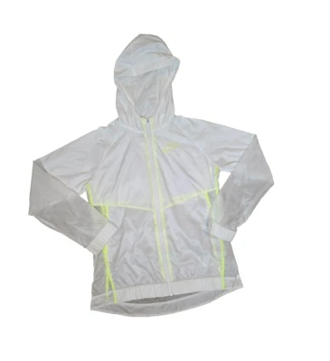 Nike Girls Windbreaker White Neon Green XL Lightweight CU0043-100 Swoosh Running - Image 1 of 4