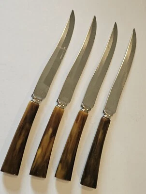 Cuchillos para carne de baquelita de plástico marrón y caramelo Washington Forge de colección x4. MCM Foto 1 de 4