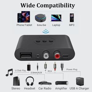 Bluetooth Transmitter Empfänger Sender Audio Adapter Wireless Aux NFC TV RCA USB - Bild 1 von 19