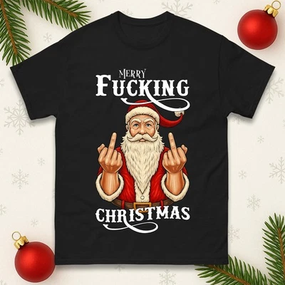 Camiseta Bad Santa Navidad Feliz Fu**rey Navidad Divertida Ruda Regalo de Vacaciones Camiseta Top Foto 1 de 2