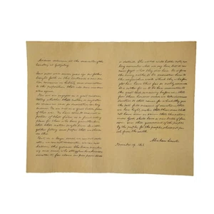 President Abraham Lincoln Gettysburg Address Historical Document 1863 US History - Picture 1 of 1