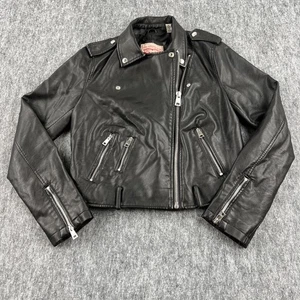 Levis Faux Leather Moto Jacket Womens Medium Black Biker Zip Pockets LW8RU808 - Picture 1 of 19