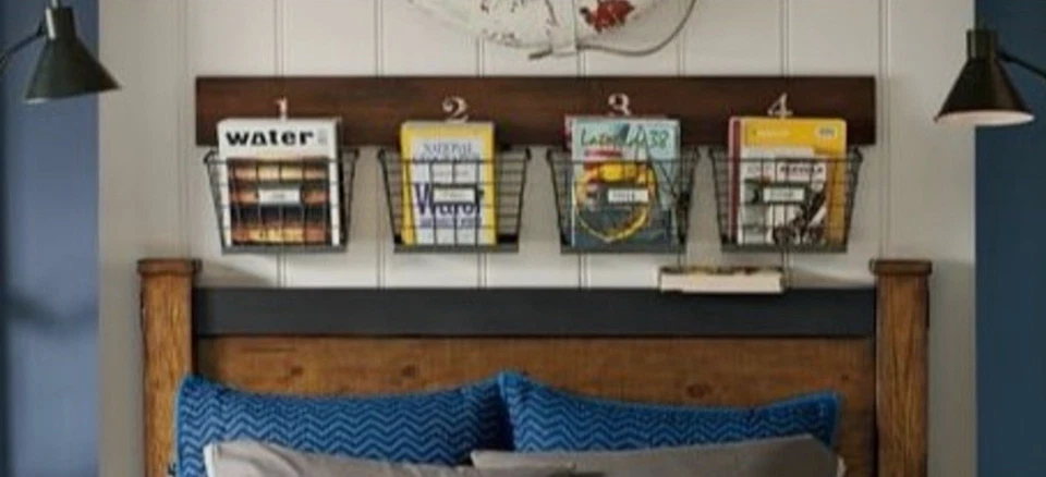 Colgador de pared de cesta de madera y alambre Pottery Barn Foto 1 de 4