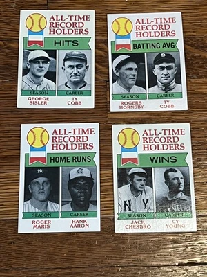 Lote de 4 titulares de discos de todos los tiempos Topps Record 1979 (Aaron, Cobb, Cy Young) casi nuevo+ Foto 1 de 4