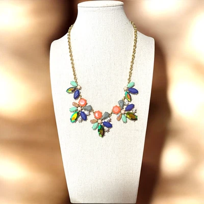 J. CREW золотистый цветной смолы и кристалл заявление ожерелье JC546 - Изображение 1 из 4