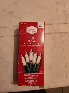 Holiday Time Clear Lights indoor Outdoor 50 ct Wedding Patio Christmas 11ft - Picture 1 of 2