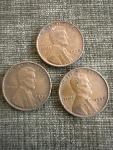 1938 PDS LINCOLN WHEAT CENT SET, ALL "AU" CONDITION, - Picture 1 of 8