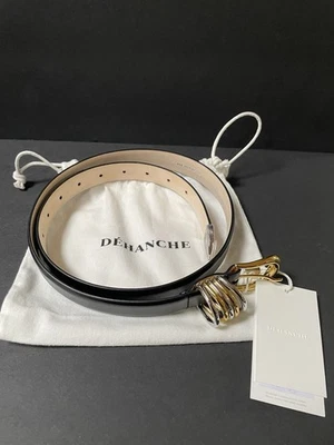 Déhanche Cuero de becerro Negro ~ Cinturón de metal mezclado Hollyhock para mujer talla grande » Foto 1 de 4