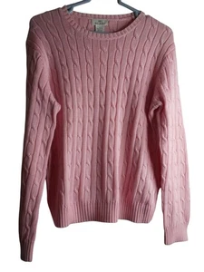Vintage Brooks Brothers 346 Pink crew neck Sweater 100% cotton Size L cable knit - Picture 1 of 5
