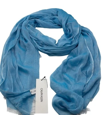 Calvin Klein Chambray Woven Scarf, Ocean Blue, OS - Image 1 of 4
