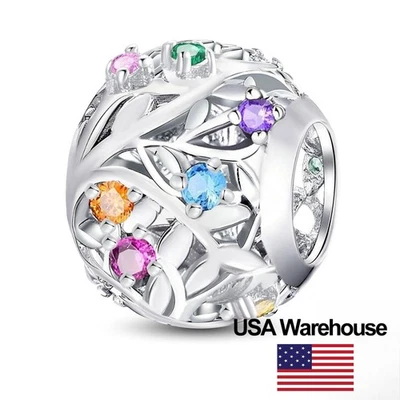 S925 Sterling Silver Leaf Charm Beads Fit for Bracelets DIY Jewelry Women Gift - Image 1 of 4