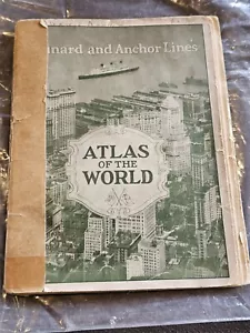 Cunard and Anchor Lines Atlas Of The World 1926 ANTIQUE COLLECTIBLE MAP MADE USA - Picture 1 of 15