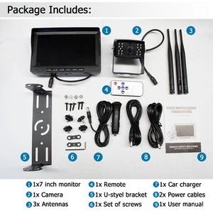 1080P Wireless RV Backup Camera Side Rear View 7" DVR Monitor for Truck Trailer - Picture 1 of 10