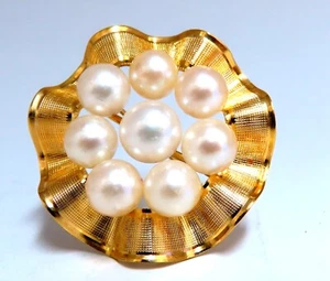 Cluster South Sea Pearls Pin 14kt Gold - Picture 1 of 5