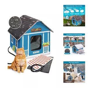 Heated Cat House for Outside - Heated Outdoor Cat House Weatherproof - Cat Ho... - Picture 1 of 7