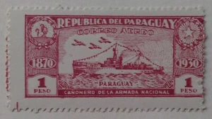 Paraguay "Gunboat Airmail" Stamp, 1931, sc#C39, Mint, VLH, OG, Original - Picture 1 of 2