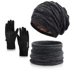 Womens Winter Slouchy Beanie Hat Scarf Gloves Set Girls Snow Fleece Lined Kni...
