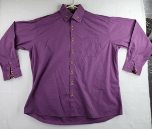 Bruno Conte Purple Long Sleeve Double Button Down Flip Cuff Shirt Mens 18.5 2XL - Picture 1 of 11